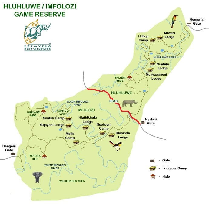 dipicting the 2 sides of the Hluhluwe-Imfolozi Park